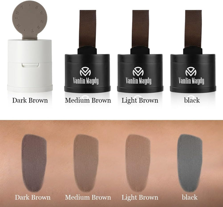 Instantly Hairline Powder, Hair Root Touch Up Powder Conceal Receding Hairline, Windproof&Sweatproof Hair Root Concealer, Professional Hairline Shadow Powder with Mirror and Puff(Natural Black)