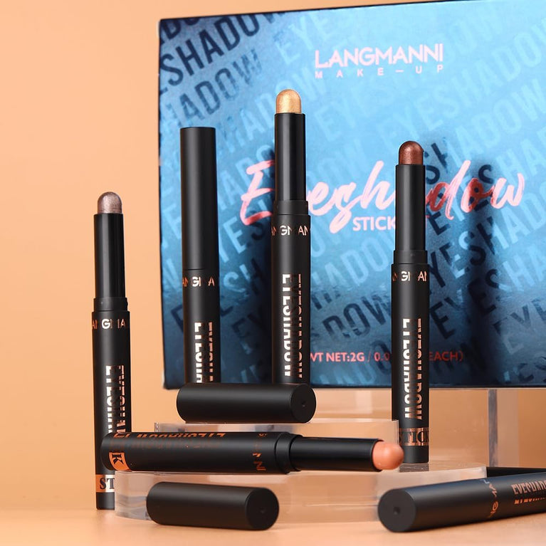 Versatile 8-Piece Waterproof Eyeshadow Stick Set - Matte, Shimmer and Metallic Finish Eye Shadow Crayons for Long-Lasting, Crease-Free Wear (Set B)