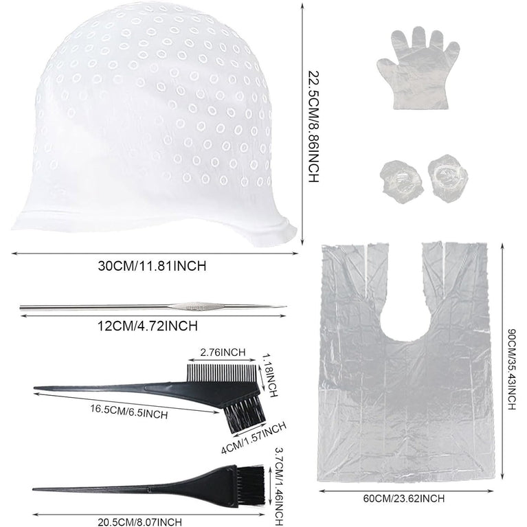 Silicone Highlight Cap Kit with Tools for Hair Dyeing (7Pcs)