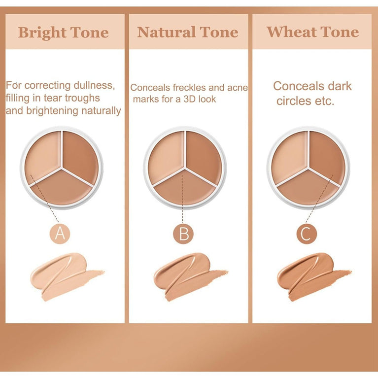 3-in-1 Color Correcting Concealer Palette for Radiant & Flawless Complexion