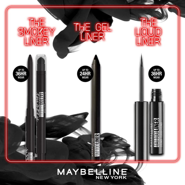 Maybelline Smokey Eye Blend-able Gel Tattoo Liner Pencil in Smokey Black, Waterproof and Long Lasting
