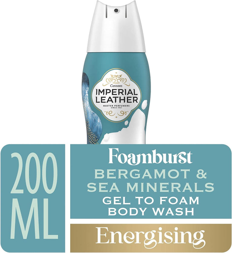 Imperial Leather Foamburst Energising Shower Gel with Bergamot & Sea Minerals - Pack of 6 x 200ml