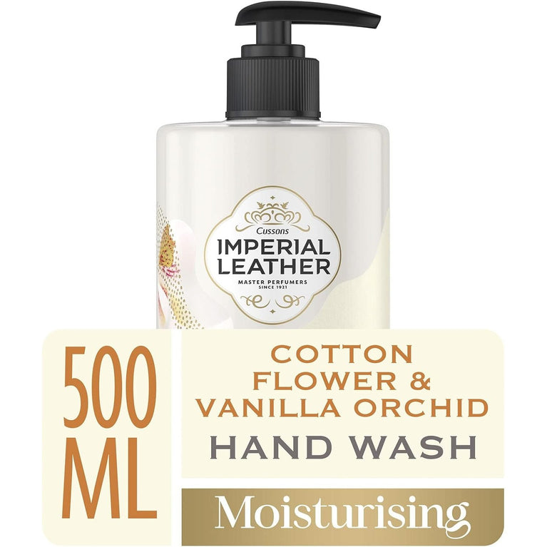 Imperial Leather Moisturising Hand Wash with Cotton Flower & Vanilla Orchid, Antibacterial, Signature Oil Blend, Pack of 6 x 500ml