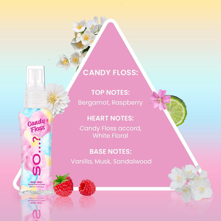 Body Mist Gift Set with Pink Grapefruit, Vanilla, Candy Floss & Sweet Pea Fragrance Spray Set (4x50ml)