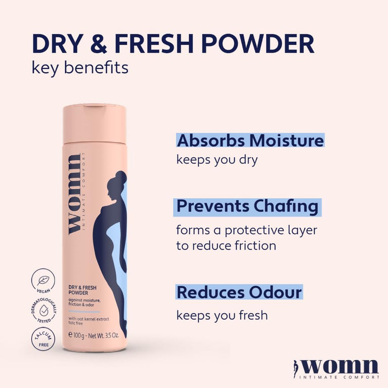 Dry & Fresh Talc-Free Body Powder for Women - Intimate Comfort and Protection, 100 g