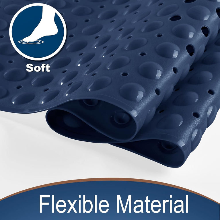 Yimobra Navy Blue Shower Mat with Extra Long Non-Slip Surface and Drain Holes