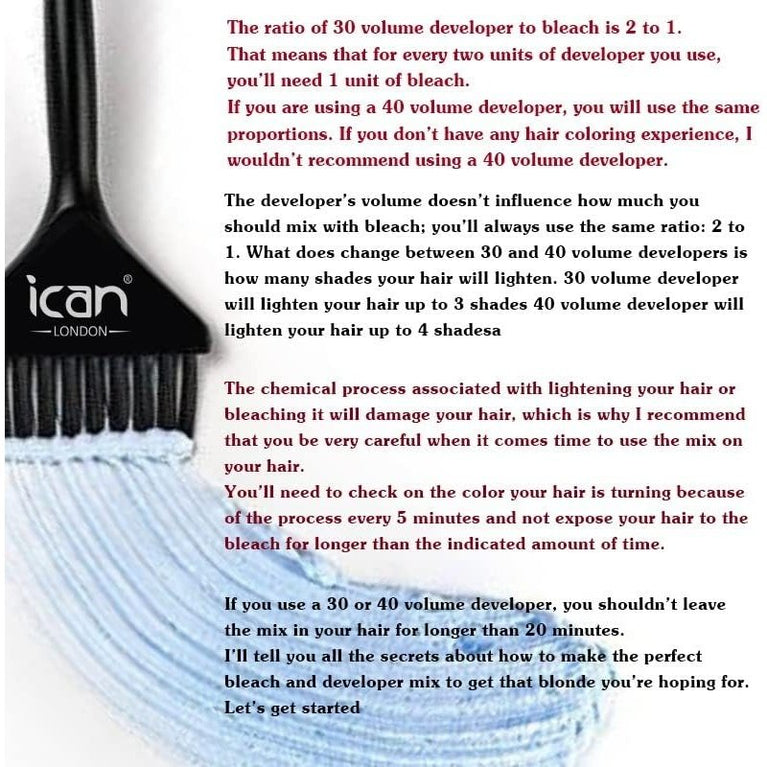ICAN LONDON PROFESSIONAL HAIR COLORING KIT - 40 VOL 12% PEROXIDE & RAPID BLUE BLEACH 500 G COMBO