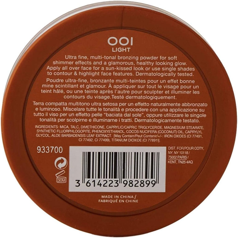 Rimmel London Sun-Kissed Radiance Shimmer Brick, Lightweight Contouring Bronzer, Shade 001 Light, 12g