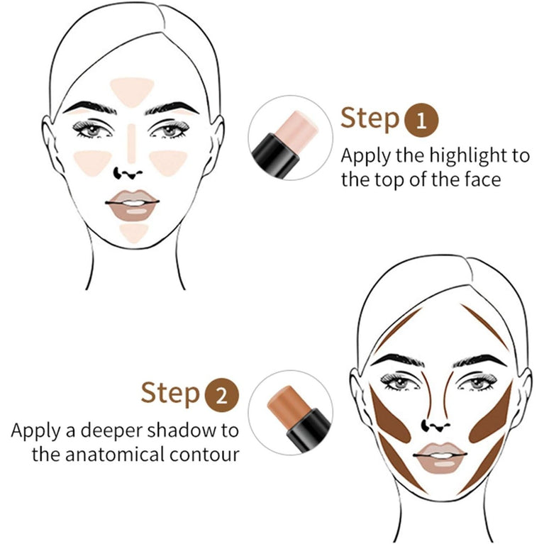 ONLYOILY Dual-End Contour and Highlighter Stick - Flawless Finish, Waterproof and Long-Lasting Makeup Tool