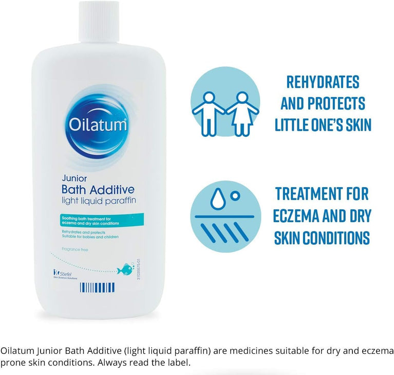 Oilatum Junior Emollient Bath Additive - Soothing Formula for Eczema and Dry Skin (600 ml)