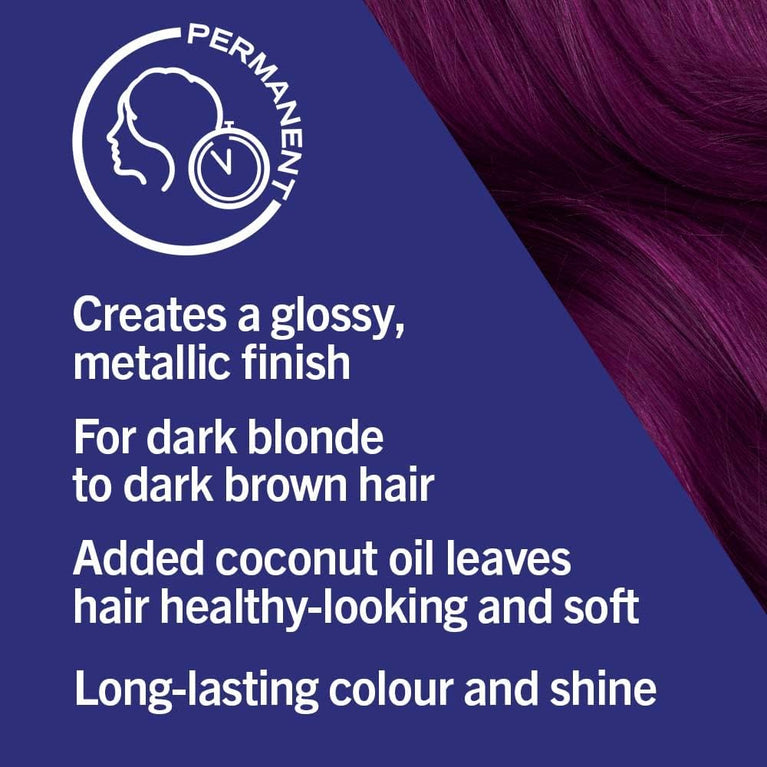 Schwarzkopf LIVE Urban Metallics Vibrant, Long Lasting, Permanent Purple Hair Dye, Infused with Coconut Oil for Shiny Hair, Amethyst Chrome U69