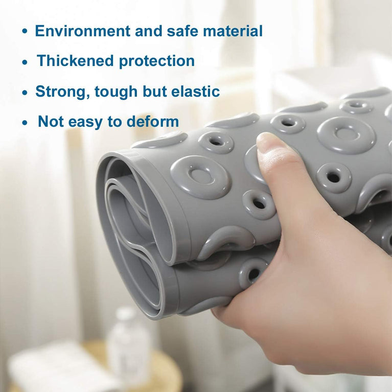 Non Slip Bath Mat with Large Suction Cups and Thickened Rubber Backing, Grey, 70 * 40cm