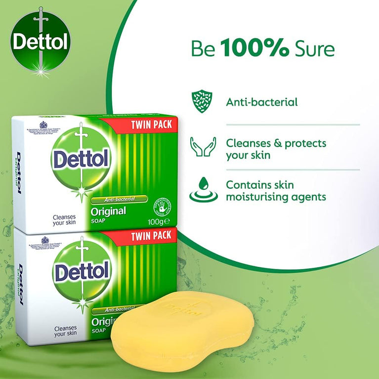 Dettol Original Bar Soap, 2 Bars (200g each)