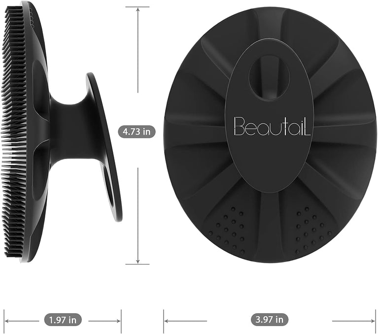 BEAUTAIL Silicone Body Scrubber Shower Bath Wash Brush with Gentle Exfoliating Scrub Cleansing Loofah and Hygienic Properties, 1 Pack, Black