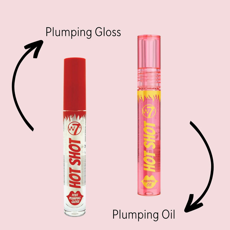 W7 Cosmetics 2-in-1 Lip Plumping Gloss & Nourishing Oil Duo - High-Shine, Non-Sticky Formula, Ideal for Everyday Wear & Glam Looks