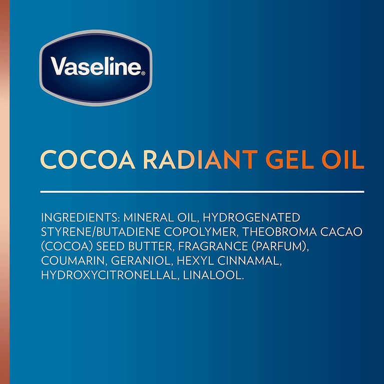 Vaseline Cocoa Radiant Body Gel Oil for Intensive Moisture, 6.8 Ounce