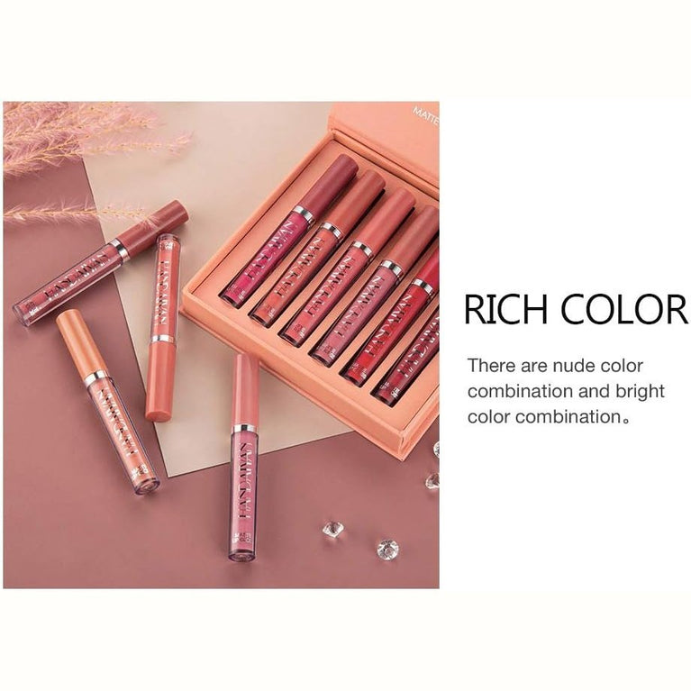 6-Shade Velvet Matte Lipstick Set with Durable, Non-Fading and Waterproof Formula - Ideal Gift for Makeup Enthusiasts (Set B)