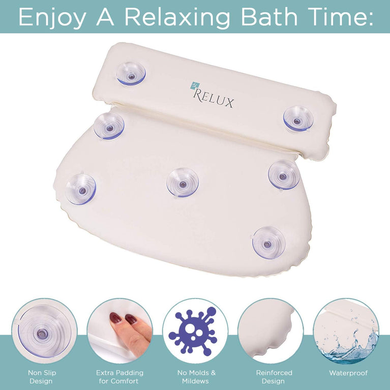 Ergonomic Waterproof Bath Pillow with Non-Slip Suction Cups for Ultimate Home Spa Comfort
