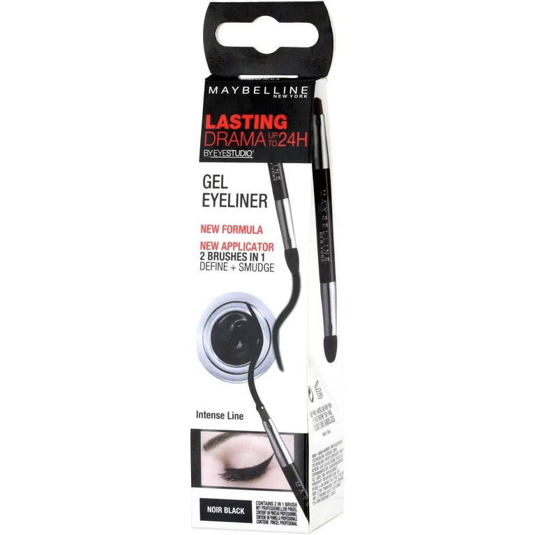 Maybelline 24-Hour Intense Black Gel Eyeliner with Professional Brush