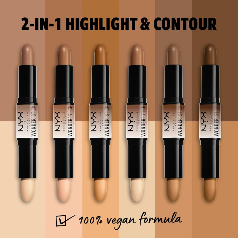 NYX Professional Makeup Wonderstick: Light Shade, Dual-End Highlight and Contour Stick for Flawless Definition and Intense Payoff