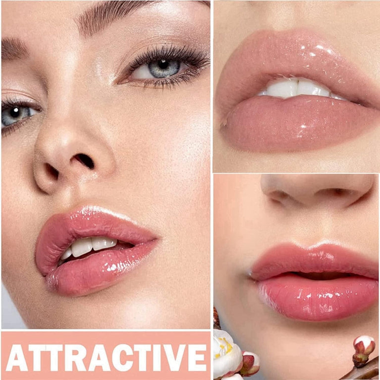 Long-Lasting Lip Stain & Plumping Gloss with Hydrating Formula, Tinted Balm for Smooth, Full, Lustrous Lips - Nude & Pink Tones (#803)