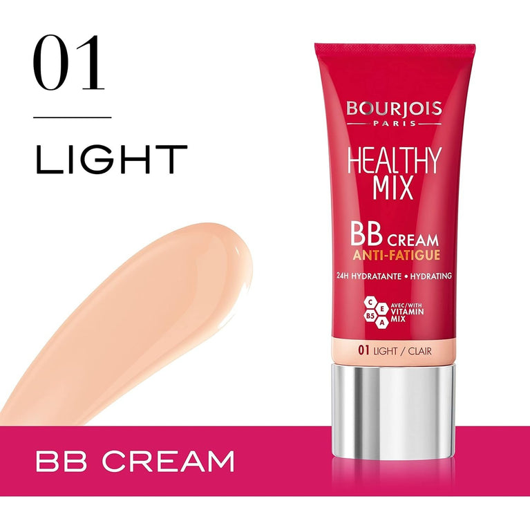 Bourjois 24-Hour Hydrating BB Cream in 01 Light, 30ml: For Flawless & Radiant Complexion