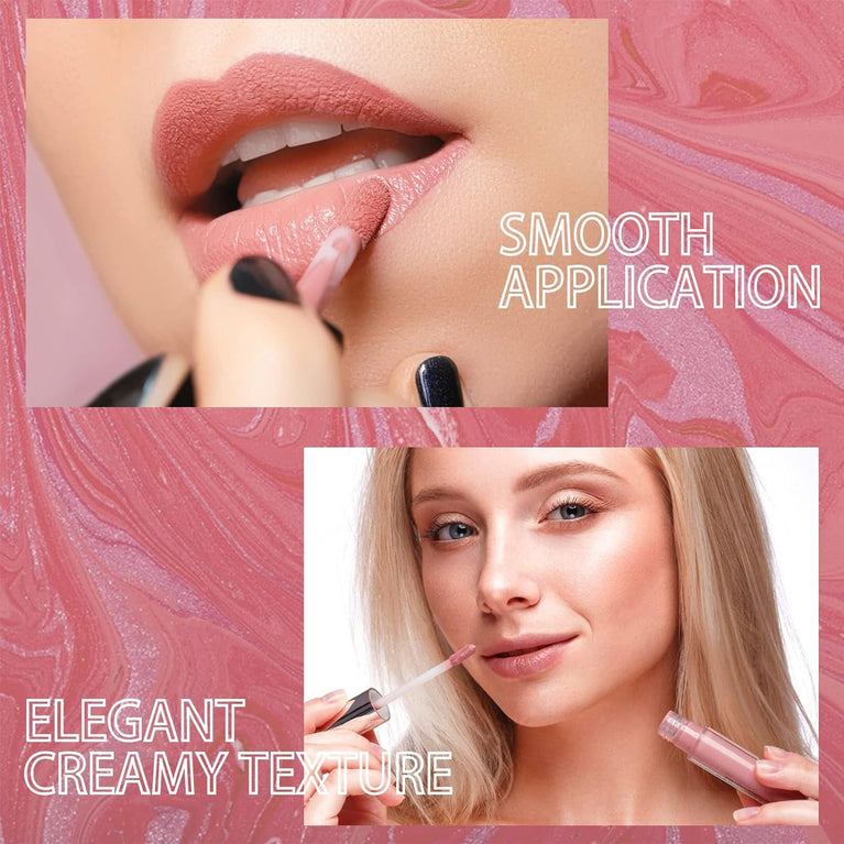 Hypoallergenic Creamy Lip Gloss with Plumping Effect, Long-Lasting Waterproof Velvet Liquid Lipstick in Nude (#02)