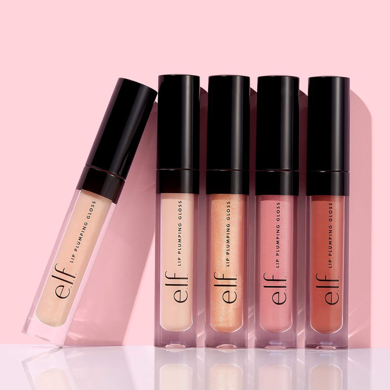 e.l.f. Lip Amplifying Gloss, Moisturizing & Volumizing, Invigorating Shimmer, Sparkling Rosé, Enriched with Vitamin E & Coconut Oil, Cruelty-Free, 0.09 Oz