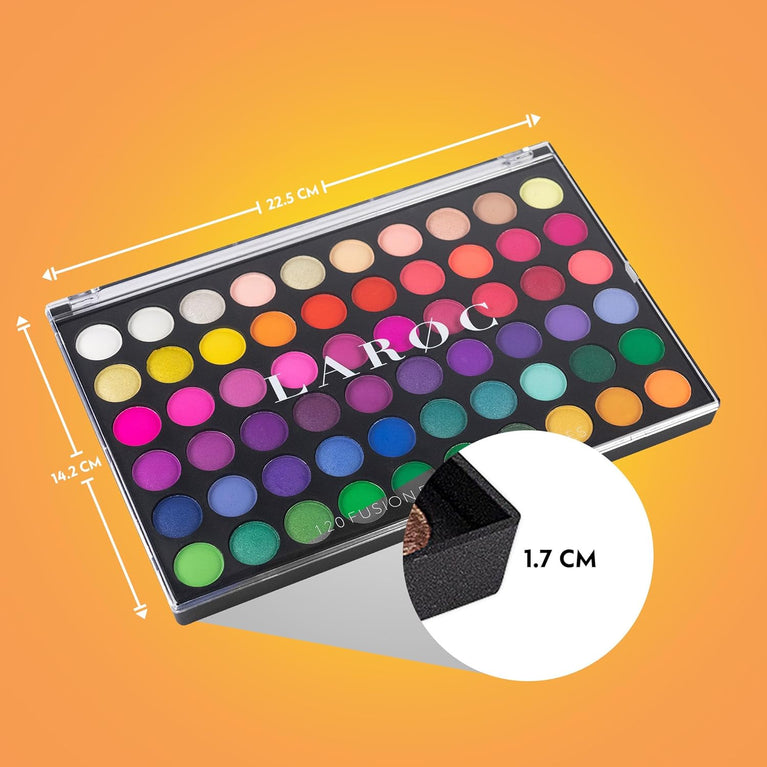 LaRoc's Ultimate Eyeshadow Collection | 120 Shades of Pigmented and Blendable Matte, Shimmer, Glitter and Metallic Shadows | Versatile Makeup Palette for All Occasions