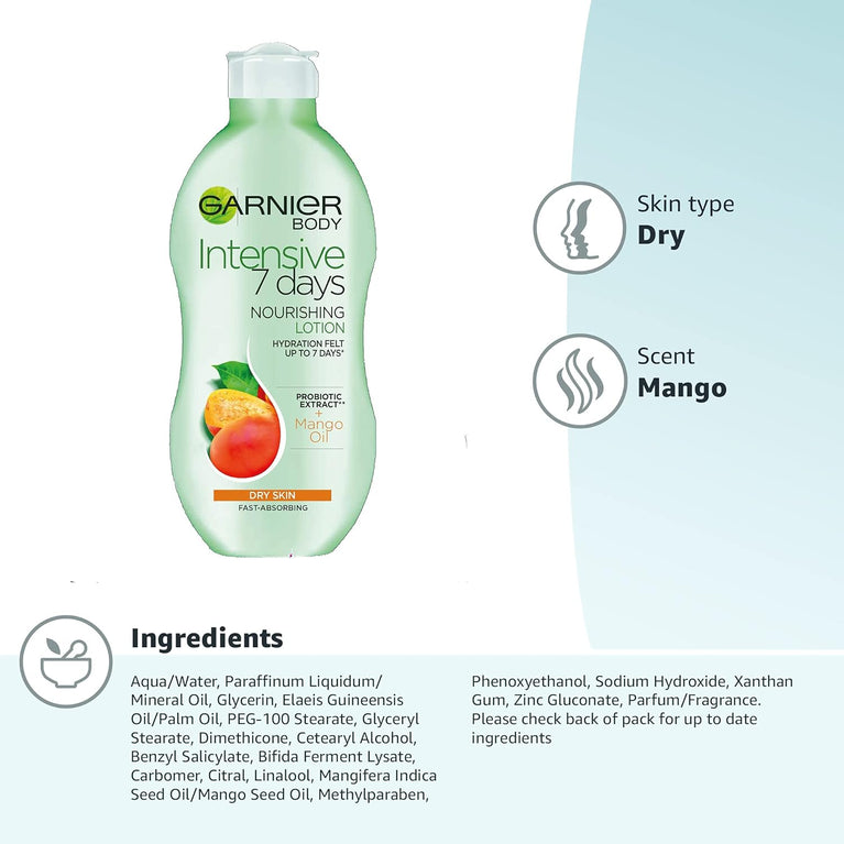 Garnier Body Intensive 7 Days Nourishing Body Lotion with Mango Scent - 400 ml