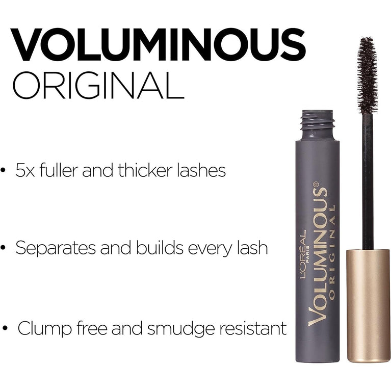 L'Oreal Paris Voluminous Volume Building Black Mascara (305) 8ml for Dramatic and Clump-Free Lashes