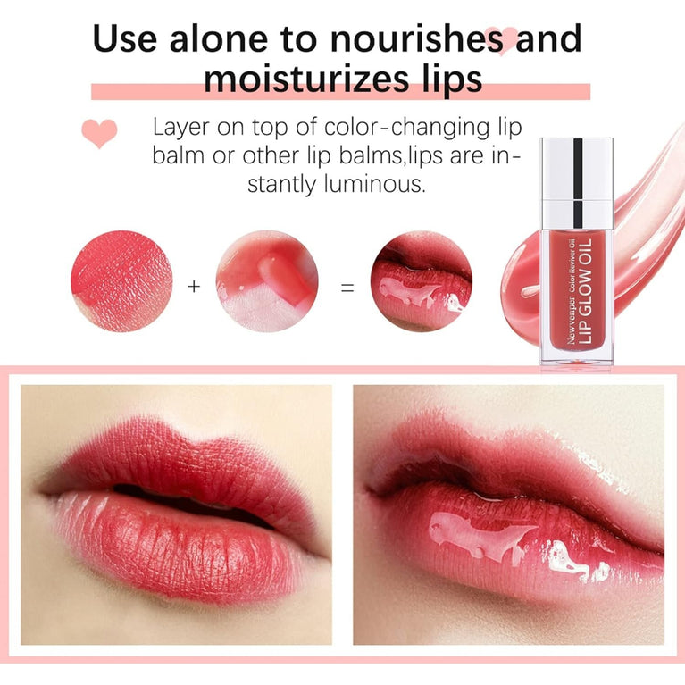 Luxurious Lip Plumper Gloss Oil for Nourishing and Hydrating Dry Lips with Easy-to-Use Big Brush - 02#