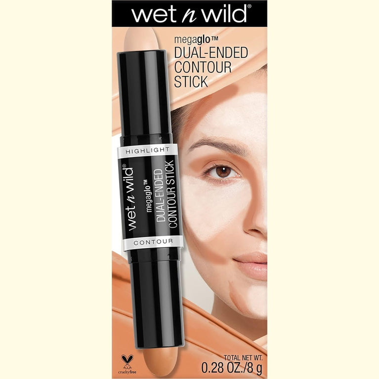 WET N WILD MegaGlo Highlight & Contour Stick - Dual-Ended for Effortless Sculpting in Medium/Tan Shade