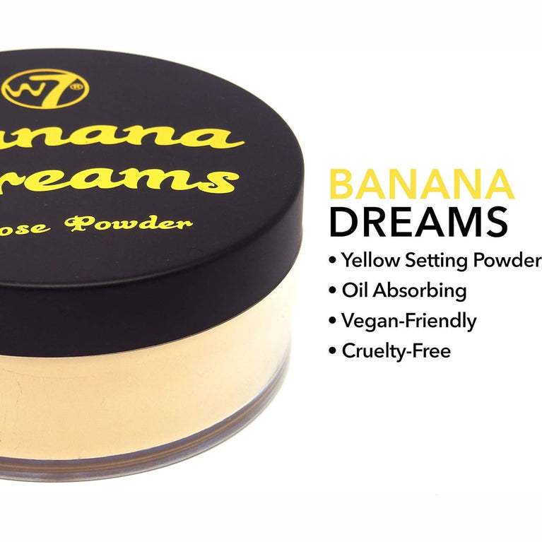 W7 Brightening Banana Dreams Loose Powder - Universal Yellow Setting Powder Suitable for All Skin Types