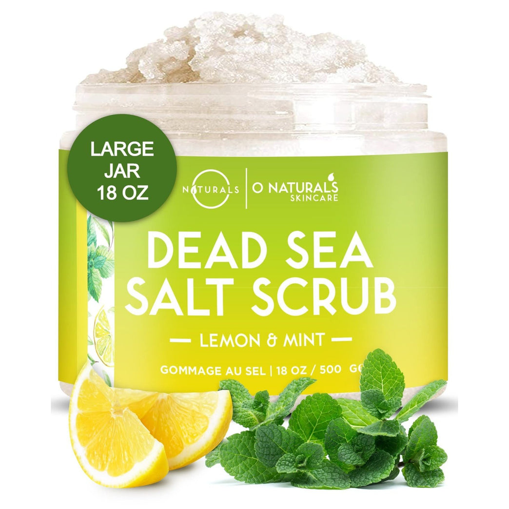 O Naturals Lemon & Mint Dead Sea Salt Body Scrub - Exfoliating & Anti-Acne Scrub