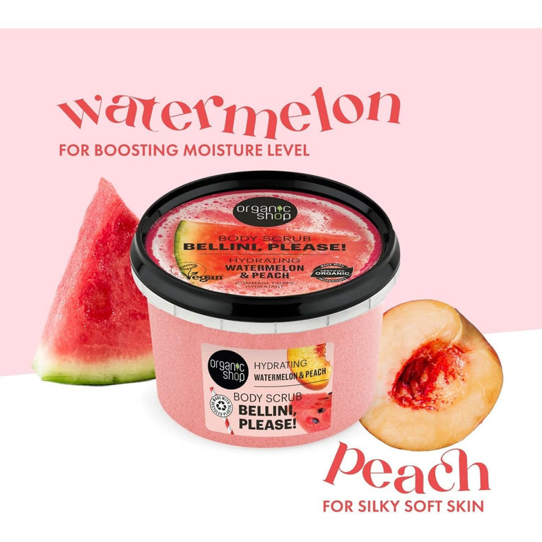 Hydrating Watermelon & Peach Body Scrub - Organic Shop Bellini, Please!