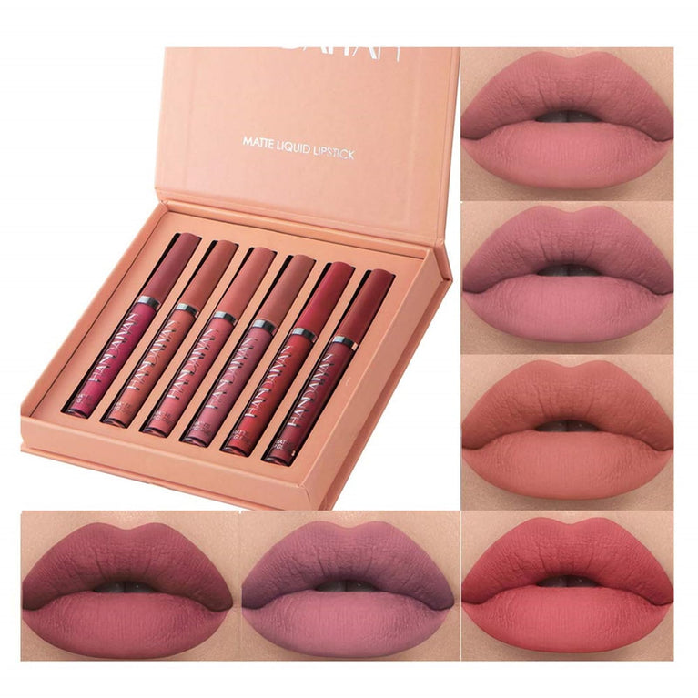 6-Shade Velvet Matte Lipstick Set with Durable, Non-Fading and Waterproof Formula - Ideal Gift for Makeup Enthusiasts (Set B)