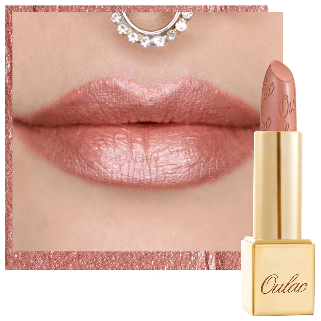 OULAC 3D Metallic Shine Glitter Lipstick, Nude High-Intensity Lipcolor, Brown Moisturizing & Long-Lasting, Vegan & Cruelty-Free, Full-Coverage Lip Envy(07) 4.3 g/0.15 oz