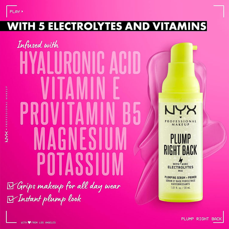 NYX Professional Makeup 24-Hour Electrolyte-Infused Primer & Serum, Vegan, 30ml