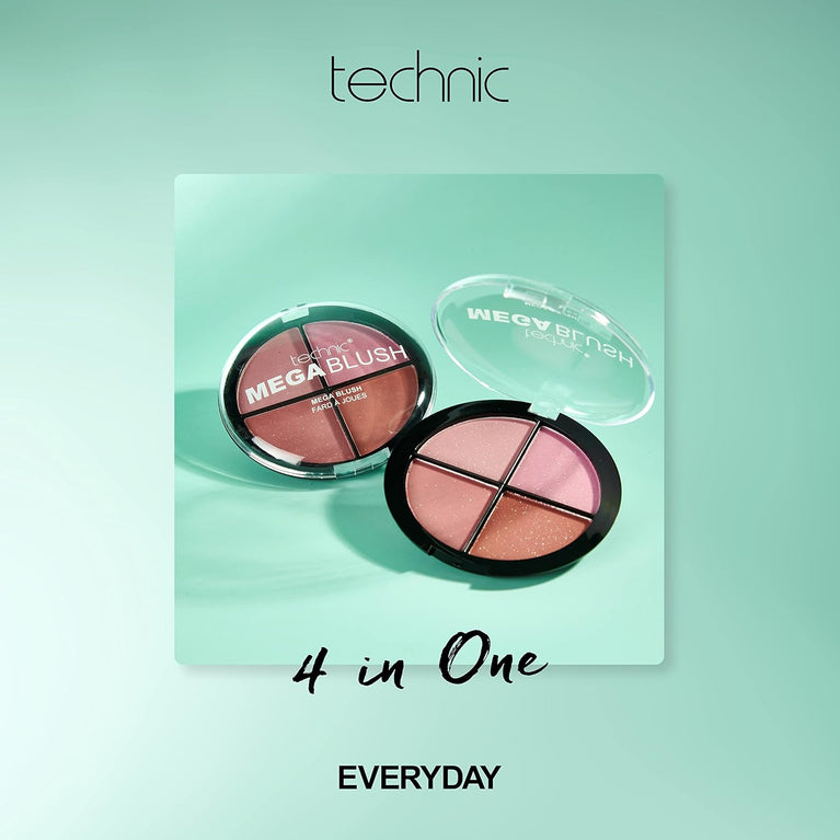 Technic 4-in-1 Vibrant Matte Blusher Compact - Richly Pigmented for All Skin Tones