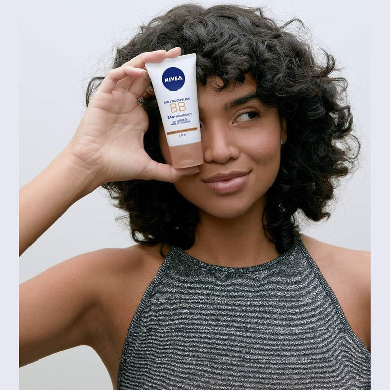 NIVEA 5-in-1 BB Day Cream with 24-Hour Hydration and SPF 15 Protection