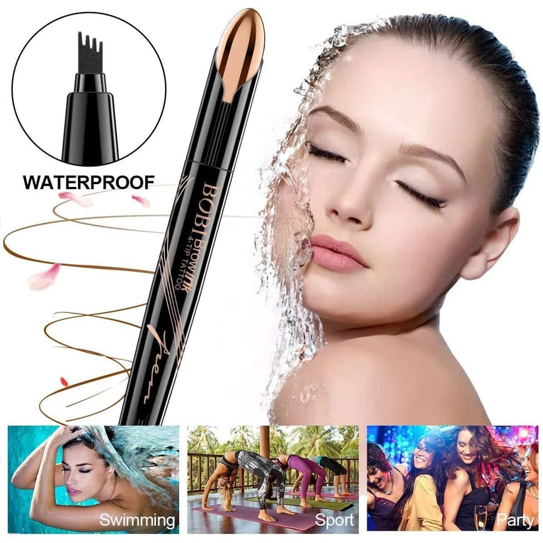 Long-lasting Waterproof and Smudgeproof Fork-Tipped Eyebrow Pencil for Naturally Defined and Full Eyebrows - Dark Brown