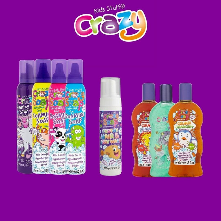 Kids Stuff Crazy Soap Colour Changing Bubble Bath, Red to Blue 300ml for Children's Bath Time Adventure