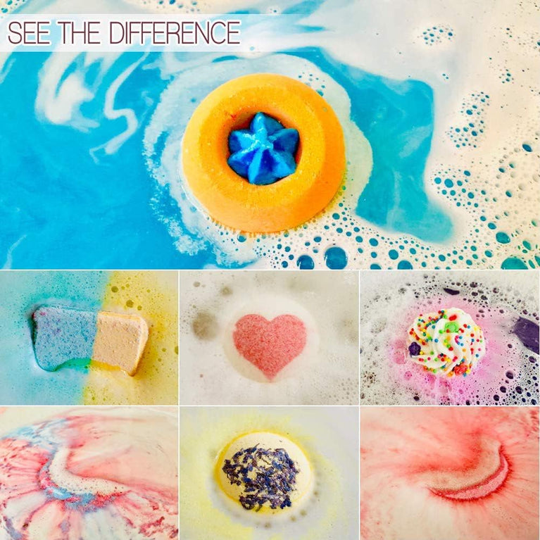 Gift Set: STNTUS INNOVATIONS 7 Natural Bath Bombs for Women, Spa Bubble Fizzies - Perfect for Christmas, Valentine's Day, Birthdays, and More