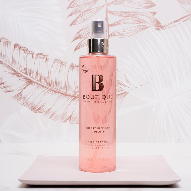 Cherry Blossom & Peony Hair & Body Mist with Essential Oils 250ml - Vegan - Made in England