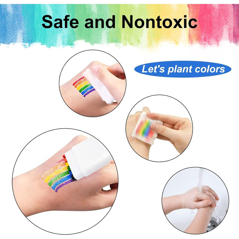 Vibrant Rainbow Face & Body Paint Crayon - Gay Pride Parade Makeup, Compact Pride Month Celebration Fan Brush, Safe & Easy to Apply for Cosplay, Parties and Halloween (Single Pack)
