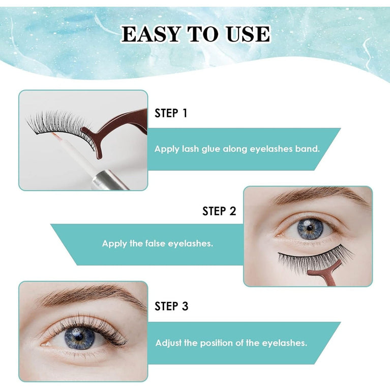 SISILILY Handmade 3D Eyelashes Set with Glue - 10 Pairs of Reusable Black Strip False Lashes for Various Occasions