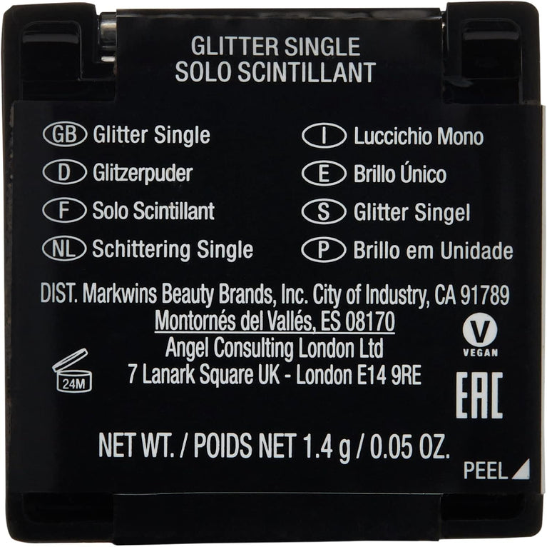 Wet 'n' Wild, Color Icon Single Glitter Eyeshadow, Ultra-Pigmented and Shine Infused, Enriched with Hydrating Formula, Ideal for Professional Makeup, Shade - Bleached
