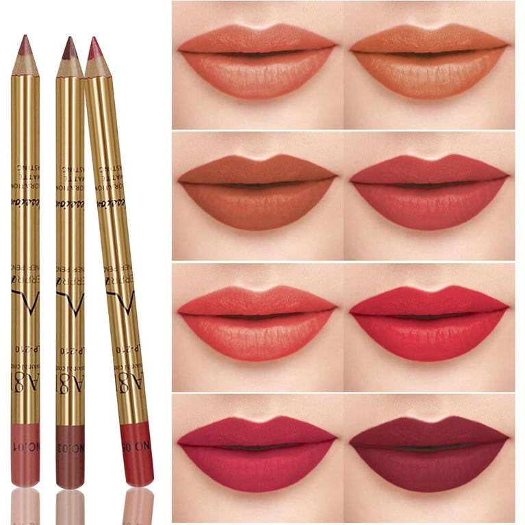 CCbeauty Matte Lip Liner Pencil Set - 8 Vibrant Colors with Sharpener, Waterproof, Long-Lasting and Non-Sticky Lipstick Liner