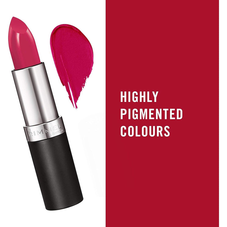 Kate Moss Collection High-Intensity Rosy Pink Lipstick by Rimmel London, Long-Lasting Finish, 4g (Pack of 1)